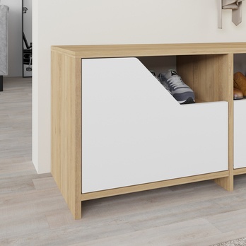 Lavica na topánky NEXUS biela/dub 4