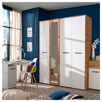 Šatníková skriňa NIMONA I dub artisan/biela 1