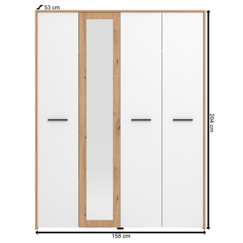 Šatníková skriňa NIMONA I dub artisan/biela 3