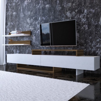 TV zostava NIRVANA biela/teak 1