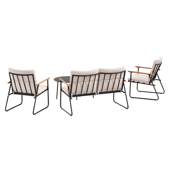 Záhradná zostava NIVELLES čierna/béžová/teak 2
