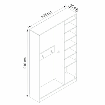 Predsieňová skriňa NOAH 2 biela/antracitová 5