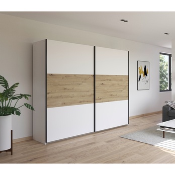 Šatníková skriňa NOE II alpská biela/dub artisan 1