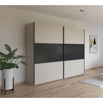 Šatníková skriňa NOE II šampanské/sivá 1