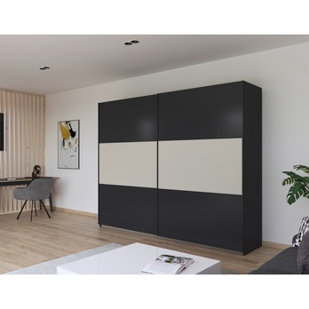 Šatníková skriňa NOE II sivá/šampanské 1