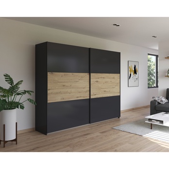 Šatníková skriňa NOE II sivá/dub artisan 1