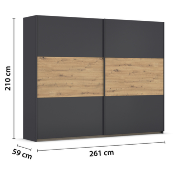 Šatníková skriňa NOE II sivá/dub artisan 3