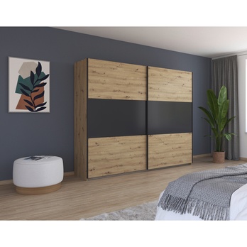 Šatníková skriňa NOE II dub artisan/sivá 1