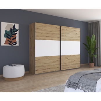 Šatníková skriňa NOE II dub artisan/alpská biela 1