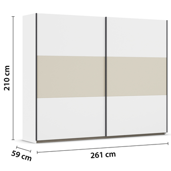 Šatníková skriňa NOE II alpská biela/šampanské 3