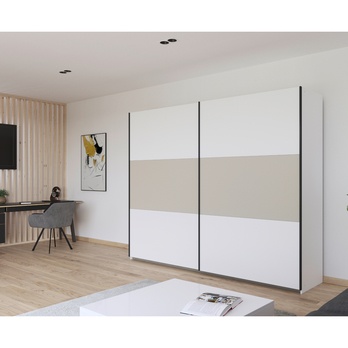 Šatníková skriňa NOE II alpská biela/šampanské 1