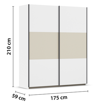 Šatníková skriňa NOE alpská biela/šampanské, šírka 175 cm 3