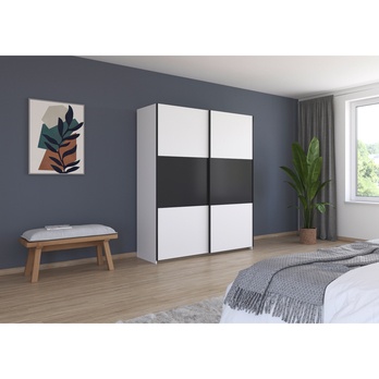 Šatníková skriňa NOE alpská biela/sivá, šírka 175 cm 1