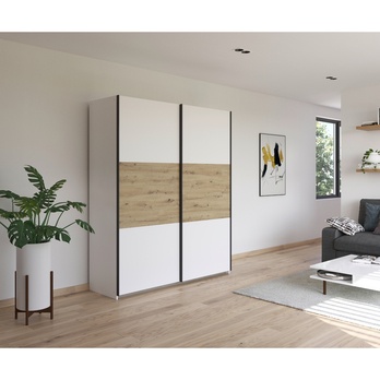 Šatníková skriňa NOE alpská biela/dub artisan, šírka 175 cm 1