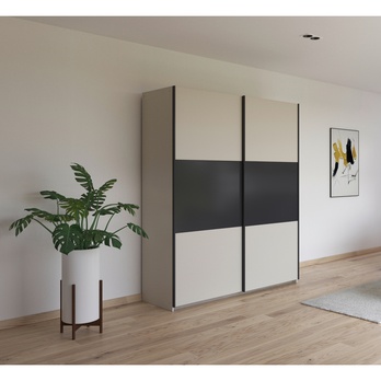 Šatníková skriňa NOE šampanské/sivá, šírka 175 cm 1