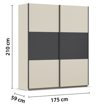 Šatníková skriňa NOE šampanské/sivá, šírka 175 cm 3