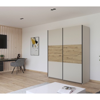 Šatníková skriňa NOE šampanské/dub artisan, šírka 175 cm 1