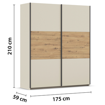 Šatníková skriňa NOE šampanské/dub artisan, šírka 175 cm 3