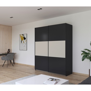 Šatníková skriňa NOE sivá/šampanské, šírka 175 cm 1