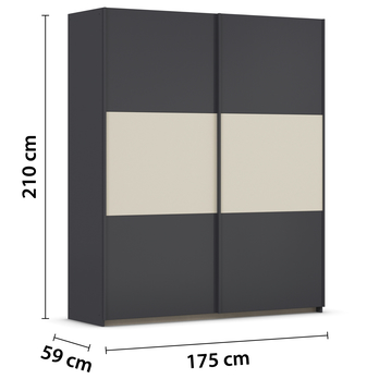 Šatníková skriňa NOE sivá/šampanské, šírka 175 cm 3