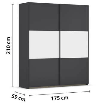 Šatníková skriňa NOE sivá/alpská biela, šírka 175 cm 3