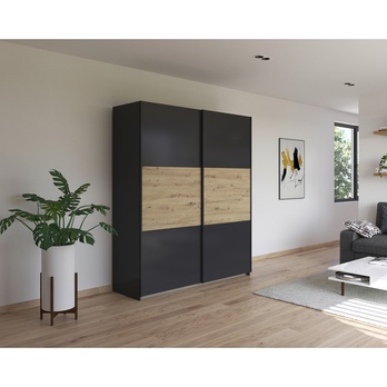 Šatníková skriňa NOE sivá/dub artisan, šírka 175 cm 1