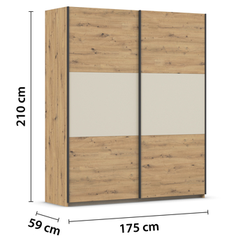 Šatníková skriňa NOE dub artisan/šampanské, šírka 175 cm 3