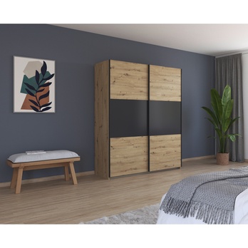 Šatníková skriňa NOE dub artisan/sivá, šírka 175 cm 1