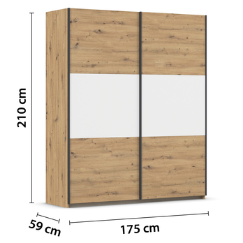 Šatníková skriňa NOE dub artisan/alpská biela, šírka 175 cm 3