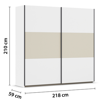 Šatníková skriňa NOE alpská biela/šampanské, šírka 218 cm 3