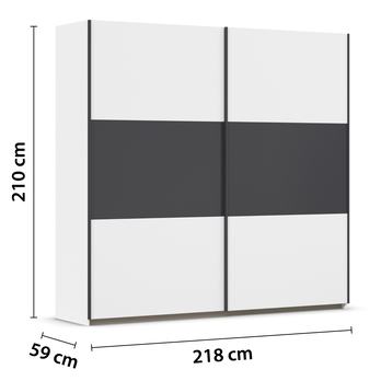 Šatníková skriňa NOE alpská biela/sivá, šírka 218 cm 3