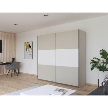 Šatníková skriňa NOE šampanské/alpská biela, šírka 218 cm 1