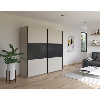 Šatníková skriňa NOE šampanské/sivá, šírka 218 cm 1