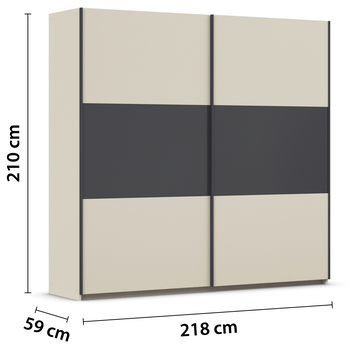 Šatníková skriňa NOE šampanské/sivá, šírka 218 cm 3