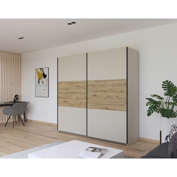 Šatníková skriňa NOE šampanské/dub artisan, šírka 218 cm 1