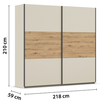 Šatníková skriňa NOE šampanské/dub artisan, šírka 218 cm 3