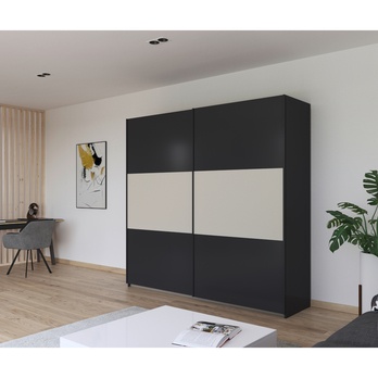 Šatníková skriňa NOE sivá/šampanské, šírka 218 cm 1