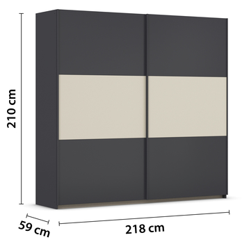 Šatníková skriňa NOE sivá/šampanské, šírka 218 cm 3