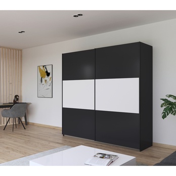 Šatníková skriňa NOE sivá/alpská biela, šírka 218 cm 1