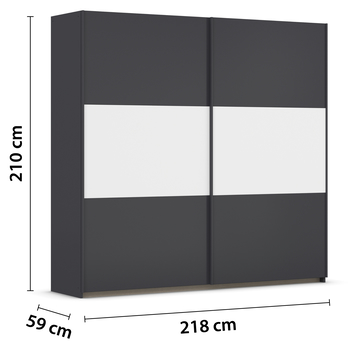 Šatníková skriňa NOE sivá/alpská biela, šírka 218 cm 3