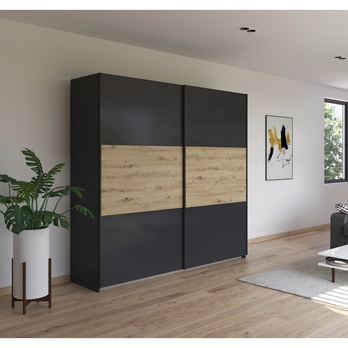 Šatníková skriňa NOE sivá/dub artisan, šírka 218 cm 1