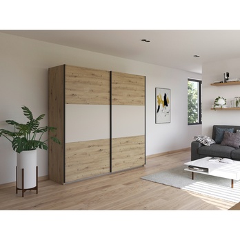 Šatníková skriňa NOE dub artisan/šampanské, šírka 218 cm 1