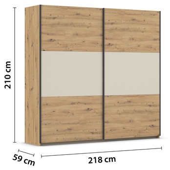 Šatníková skriňa NOE dub artisan/šampanské, šírka 218 cm 3