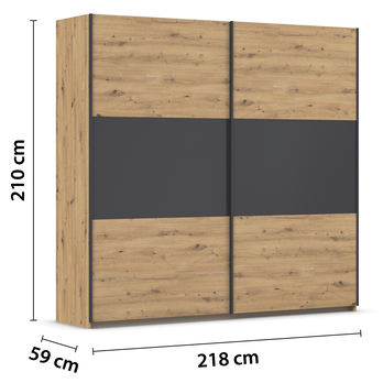 Šatníková skriňa NOE dub artisan/sivá, šírka 218 cm 3
