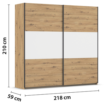 Šatníková skriňa NOE dub artisan/alpská biela, šírka 218 cm 3