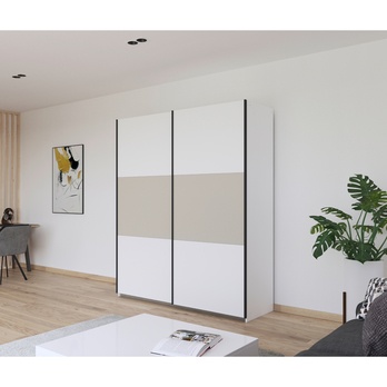 Šatníková skriňa NOE alpská biela/šampanské, šírka 175 cm 1