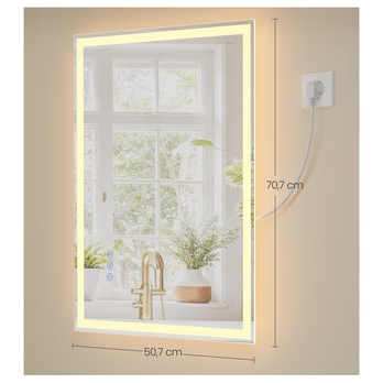 Zrkadlo s LED osvetlením NOFOG 2 biela 4