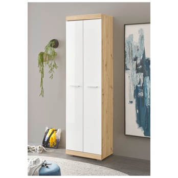 Predsieňová skriňa NOLA dub artisan/biela vysoký lesk 1