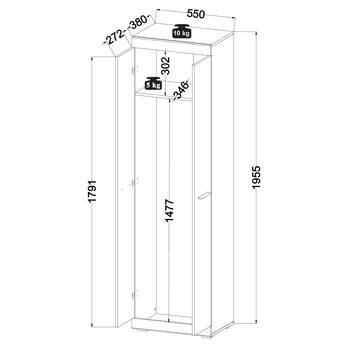 Predsieňová skriňa NOLA dub artisan/biela vysoký lesk 4