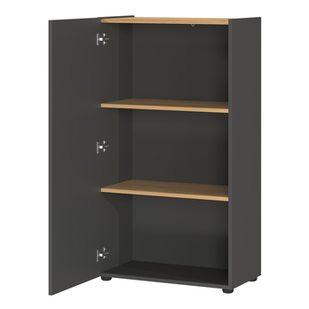 Regál NORDA grafitová/dub, výška 110 cm 1